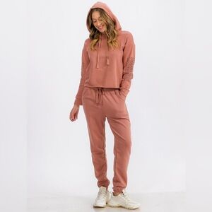 SALE! 033. WOMEN'S LONG SLEEVE RAW EDGE HOODED PULLOVER SWEATER